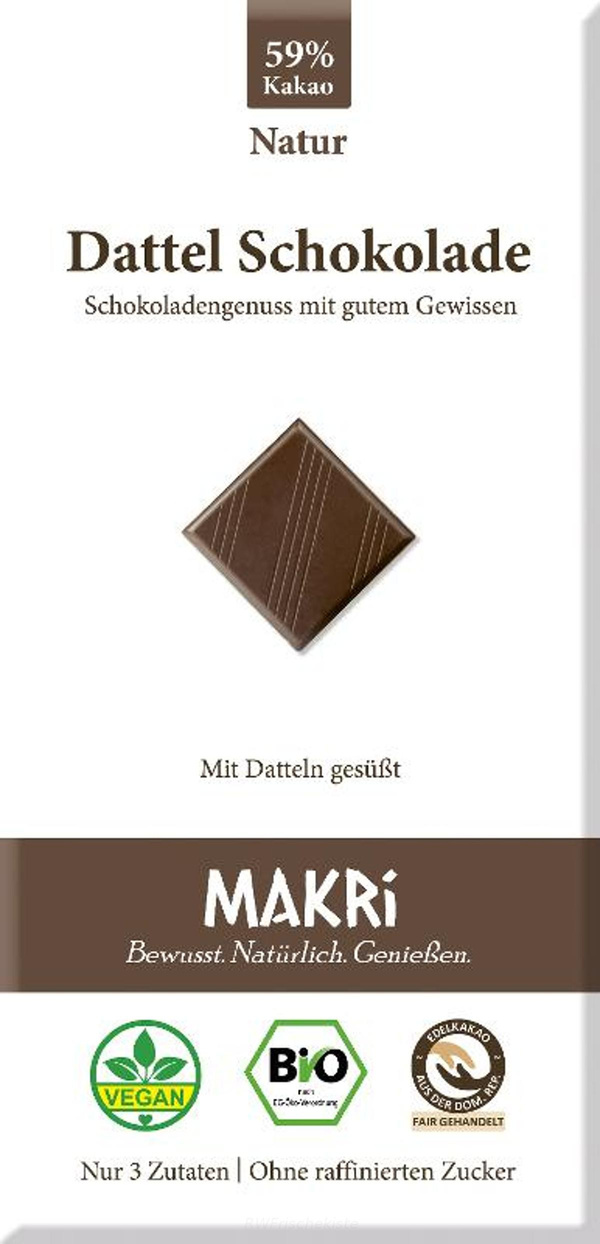 Produktfoto zu Dattel Schokolade Natur 59% Cacao