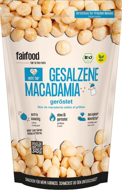 Produktfoto zu Faire Macadamia geröstet & gesalzen
