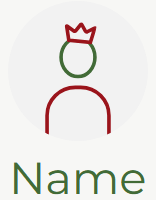 KI generiert: Ein einfaches, stilisiertes Icon mit einer Krone und dem Text "Name" darunter.