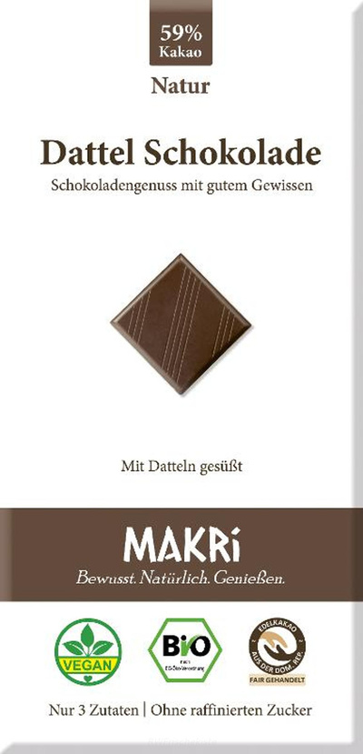Produktfoto zu Dattel Schokolade Natur 59% Cacao