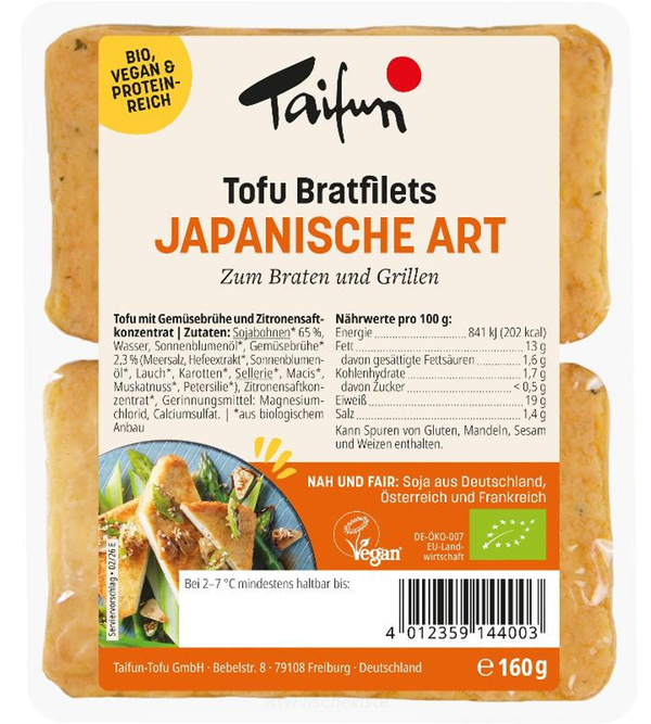 Produktfoto zu Tofu-Bratfilets Japan. Art 2St