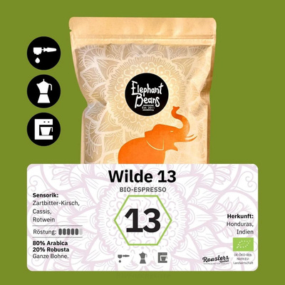 Produktfoto zu Espresso Wilde 13 Bohne 500g