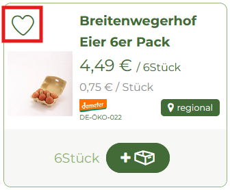 KI generiert: Verpackung mit sechs Eiern für 4,49 €. Text: "Breitenwegerhof Eier 6er Pack", "regional", "demeter".